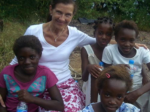 Jane Kaye-Bailey with the girls who inspired the founding of The Butterfly Tree
